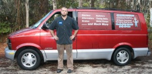 Myrtle Beach mobile auto repair van with Ace the ASC mechanic.
